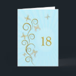 18th Birthday with golden butterflies Card<br><div class="desc">18th Birthday with golden butterflies.  A floral scroll with stylized flowers and delicate butterflies. A stunning birthday card. See the whole range of cards for ages and relationships in my store.  Golden butterflies made from delicate scroll work flutter around this elegant and beautiful birthday card</div>