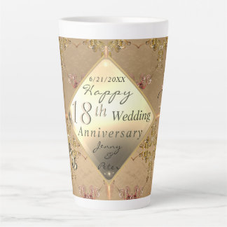 18th Cat's Eye Wedding Anniversary  Latte Mug