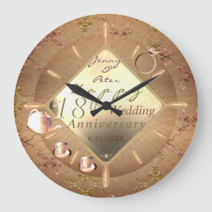 18th Cat's Eye Wedding Anniversary Wall Clock