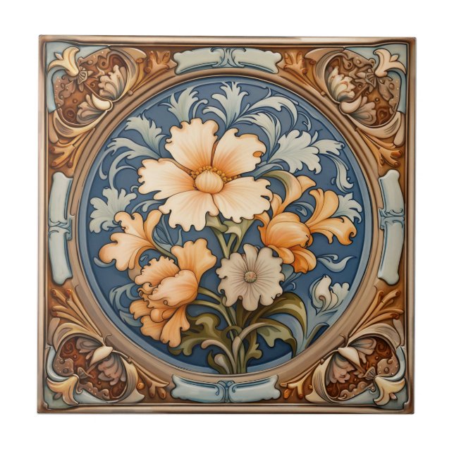 18th century art Nouveau ceramic tile  (Front)