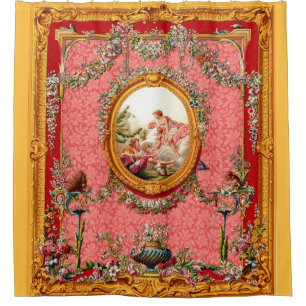 18th century baroque print people and cherubs