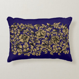 18th Century Baroque Rococo Vine & Birds Pattern Accent Pillow