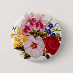 18th century flower bouquet flower arrangement 2 inch round button