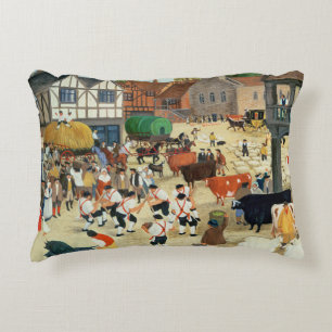 18th century Mayfair cattle market Decorative Pillow