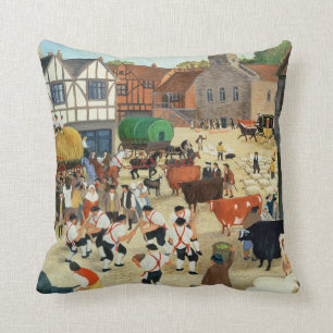 18th century Mayfair cattle market Throw Pillow