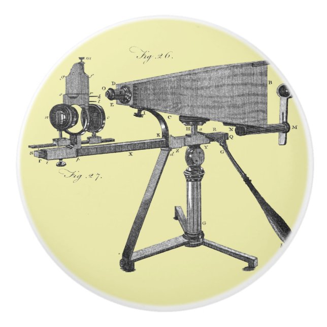 18th Century Microscope Antique Science INSTRUMENT Ceramic Knob (Front)