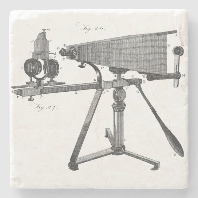 18th Century Microscope Antique Science INSTRUMENT Stone Coaster (Front)