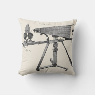 18th Century Microscope Antique Science INSTRUMENT Throw Pillow