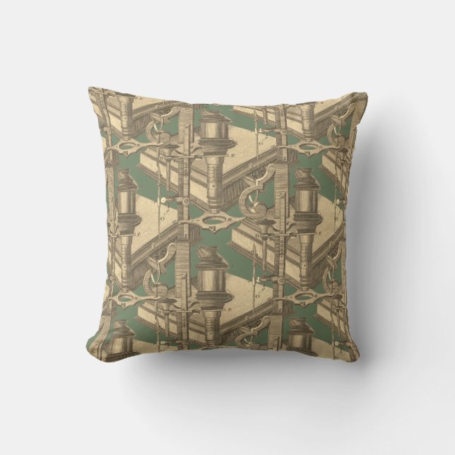 18th Century Microscope Antique Science INSTRUMENT Throw Pillow (Front)
