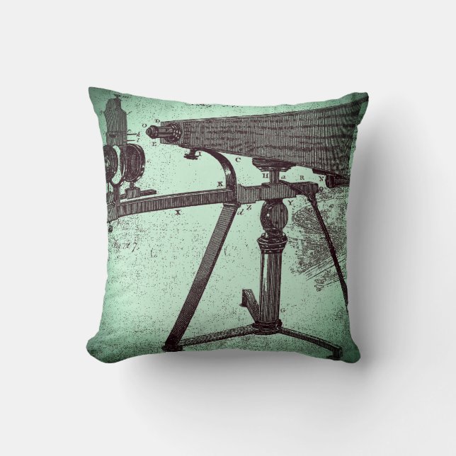 18th Century Microscope Antique Science INSTRUMENT Throw Pillow (Front)