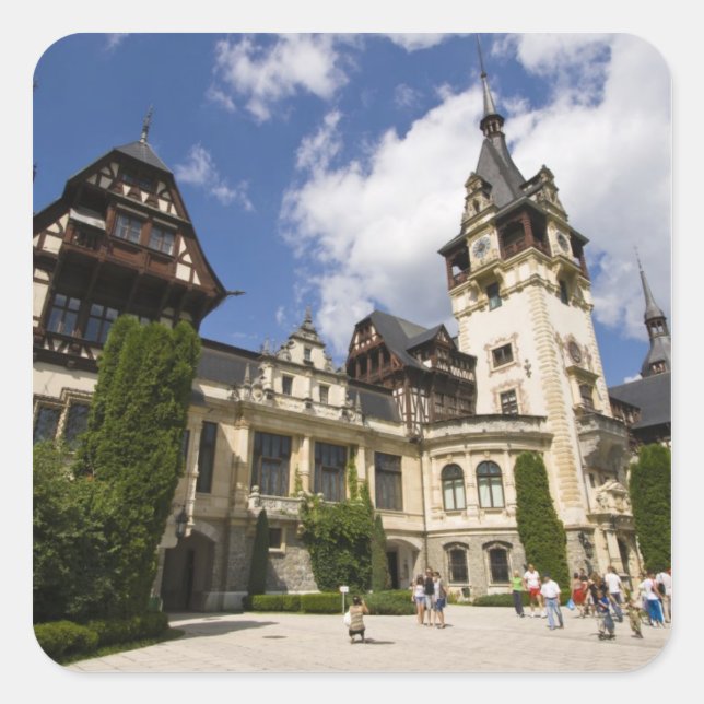 18th Century Peles Castle, Sinaia, Romania, 2 Square Sticker (Front)