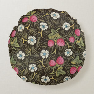 18th Century Textile Strawberry Round Pillow