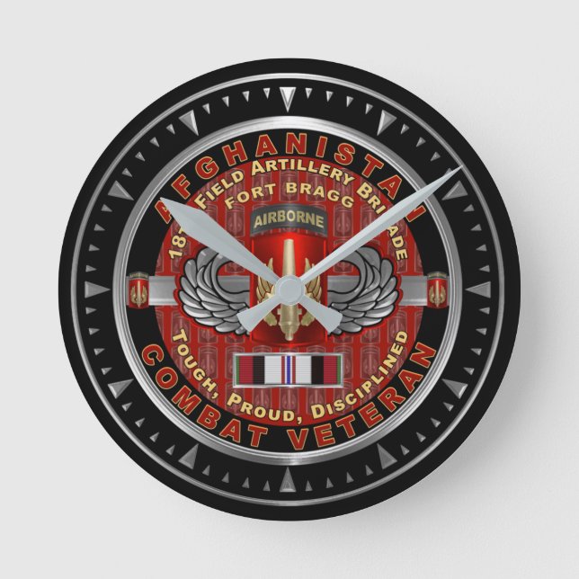 18th Field Artillery Brigade Afghanistan Veteran Round Clock (Front)