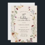 18th Floral Birthday Invitation<br><div class="desc">This stylish & elegant 18th birthday invitation features gorgeous hand-painted watercolor wildflowers arranged as a lovely wreath perfect with an elegant hand-lettered script. Find matching items in the Boho Wildflower Wedding Collection.</div>