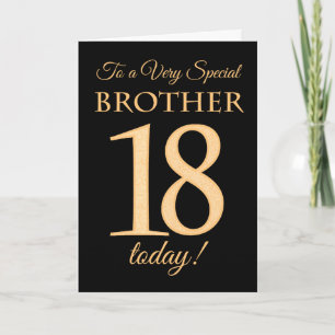 18th Gold-effect on Black for Brother Birthday Card