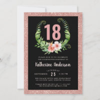 18th or any age birthday blush pink glitter floral