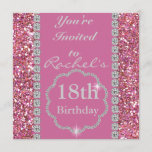 18th PINK BLING Birthday Party Invitation<br><div class="desc">Trendy with sparkle crystals... Enjoy this show stopper invitation...  For all Milestone Birthdays or Anniversaries THINK PINK!</div>