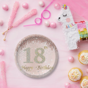 18th Rose Gold Birthday Party Decrations  Paper Plate