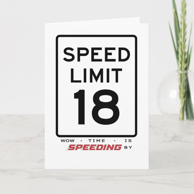 18th Speed Limit Birthday Card (Front)