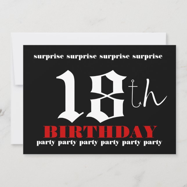 18th SURPRISE Birthday Party Invitation Template (Front)