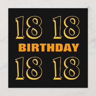 18th Teen Birthday Modern Gold and Black W1016 Card