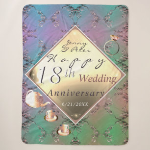 18th Wedding Anniversary Acquamarine Colour Sherpa Blanket