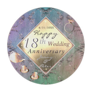 18th Wedding Anniversary Acquamarine & Porcelain Cutting Board