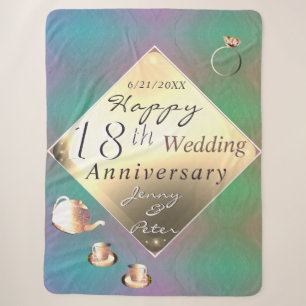 18th Wedding Anniversary Acquamarine & Porcelain Sherpa Blanket