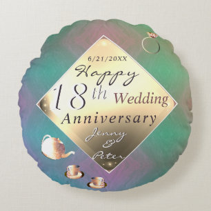 18th Wedding Anniversary Acquamarine Round Pillow