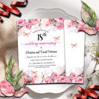 18th Wedding Anniversary Elegant Blush Roses
