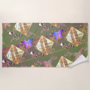 18th Wedding Anniversary Porcelain Cat's Eye Beach Towel