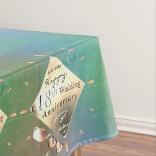 18th Wedding Anniversary Porcelain Cat's Eye & Blu Tablecloth