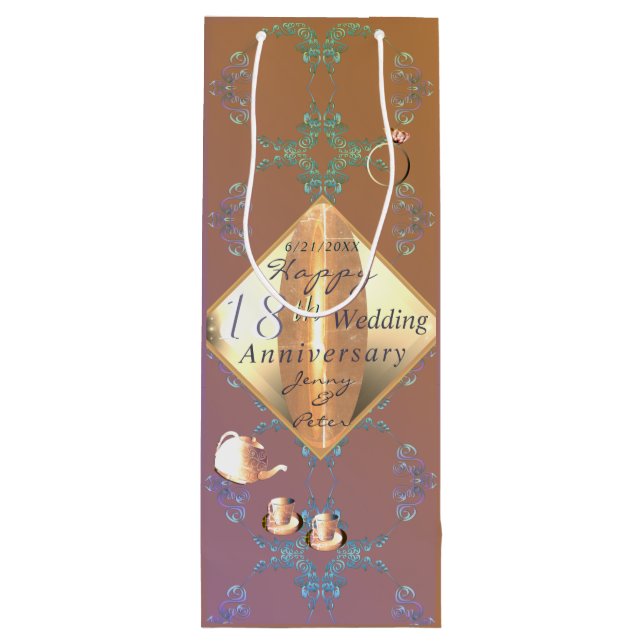 18th Wedding Anniversary Porcelain Gift Bag (Back)