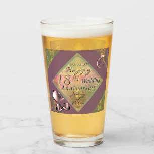 18th Wedding Anniversary Porcelain Graphics Glass
