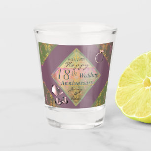 18th Wedding Anniversary Porcelain Graphics  Shot Glass