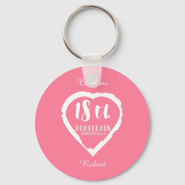 18th Wedding anniversary traditional porcelain Keychain (Front)