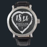 18th Wedding anniversary traditional porcelain Watch<br><div class="desc">If you would like any help customizing this design please contact me,  there is an ask this designer button,  just below this text. Aromantic heart brush stroke design for people celebrating 18th wedding anniversary. Porcelain is the traditional gift for this occasion.</div>