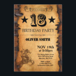 18th Western Birthday Invitation<br><div class="desc">18th Western Birthday Invitation. Cowboy Horse Wild West Theme Birthday Party. Rustic Wood Country Background. For further customization,  please click the "Customize it" button and use our design tool to modify this template.</div>