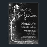 18th Wine Birthday Invitation. Aged to Perfection Invitation<br><div class="desc">18th Wine Birthday Invitation. Aged to Perfection. Red Wine. Wine Tasting Invitation. Black and Silver Glitter Champagne. 18th 20th 21st 30th 40th 50th 60th 70th 80th 90th 100th,  Any Ages. For further customization,  please click the "Customize it" button and use our design tool to modify this template.</div>