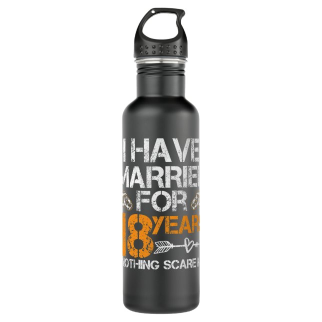 18th Years Wedding Anniversary Matching Men Women  710 Ml Water Bottle (Front)