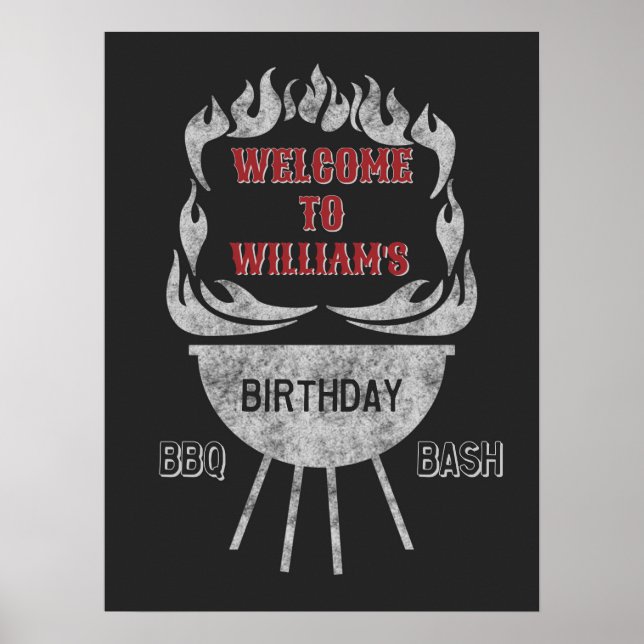 18x24 BBQ Anniversaire Affiche de bienvenue et aff (Devant)