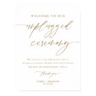 18x24" Gold Rustic Unplugged Wedding Ceremony Sign