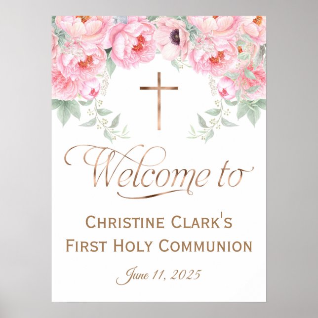 18x24, Rose, Floral, Fille, Affiche de bienvenue C (Devant)