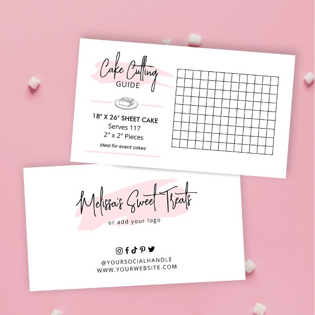 18x26" Rectangle Cake Cutting Guide 2x2 Servings Enclosure Card (Ensure your clients know how to cut their cake with this 18x26" cake cutting guide)