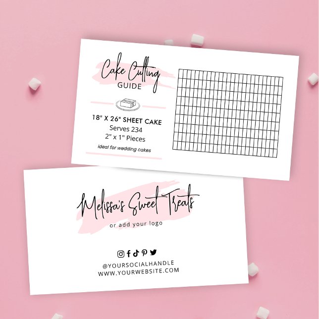 18x26 Sheet Cake Cutting Instructions 2x1 Servings Enclosure Card (18 x 26 inch rectangle wedding cake cutting guide)