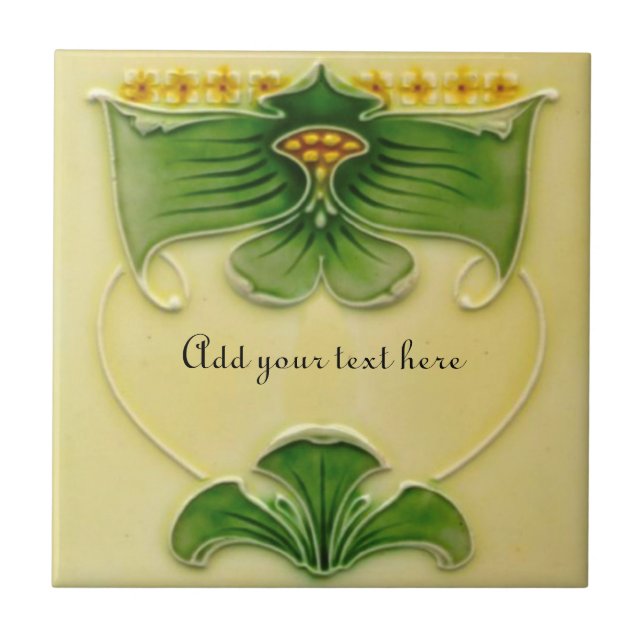 1900 Art Nouveau Repro Floral Tile to Personalize (Front)