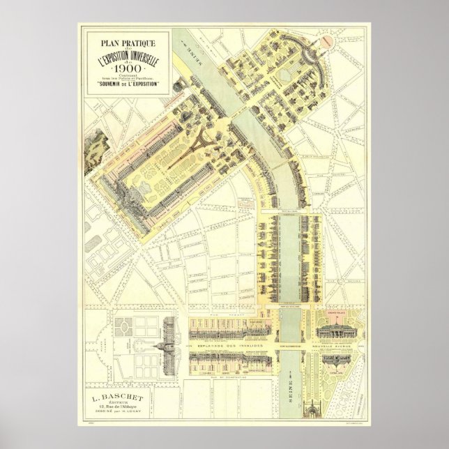 1900 Paris Expo Map Poster (Front)