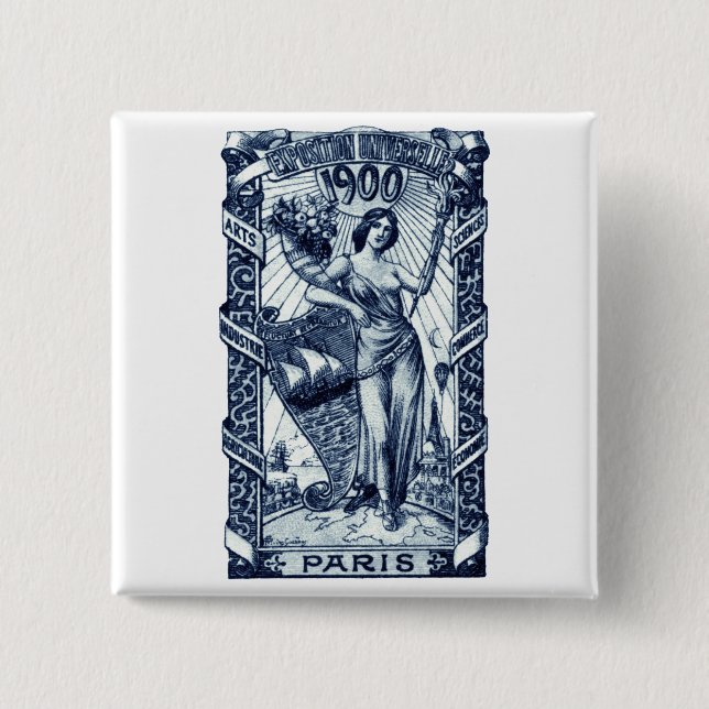 1900 Paris International Expo Poster 2 Inch Square Button (Front)