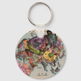 1900 World View Map Keychain