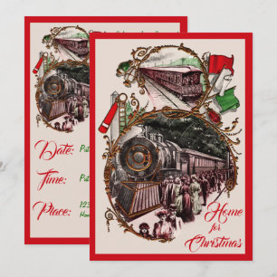 1900s Accueil pour Noël Train Party Invitation
